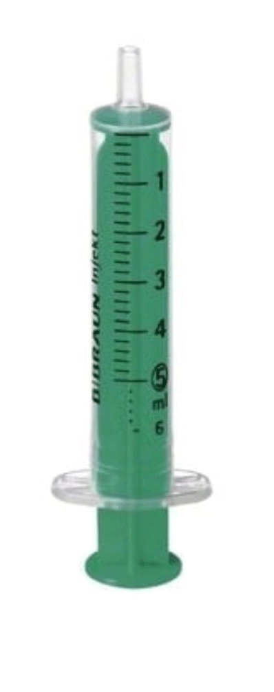[0020] Jeringa BRAUN dos cuerpos 5 cc. Cono excéntrico