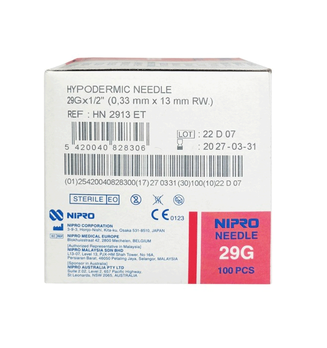 Agujas NIPRO de 0,33*13 mm 29G 1/2