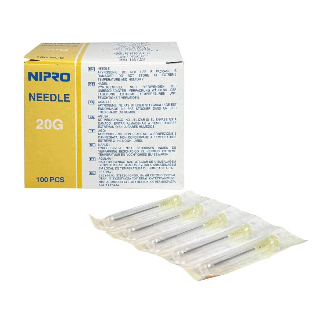 Agujas NIPRO de 0,9*38 mm. 20G 1 1/2