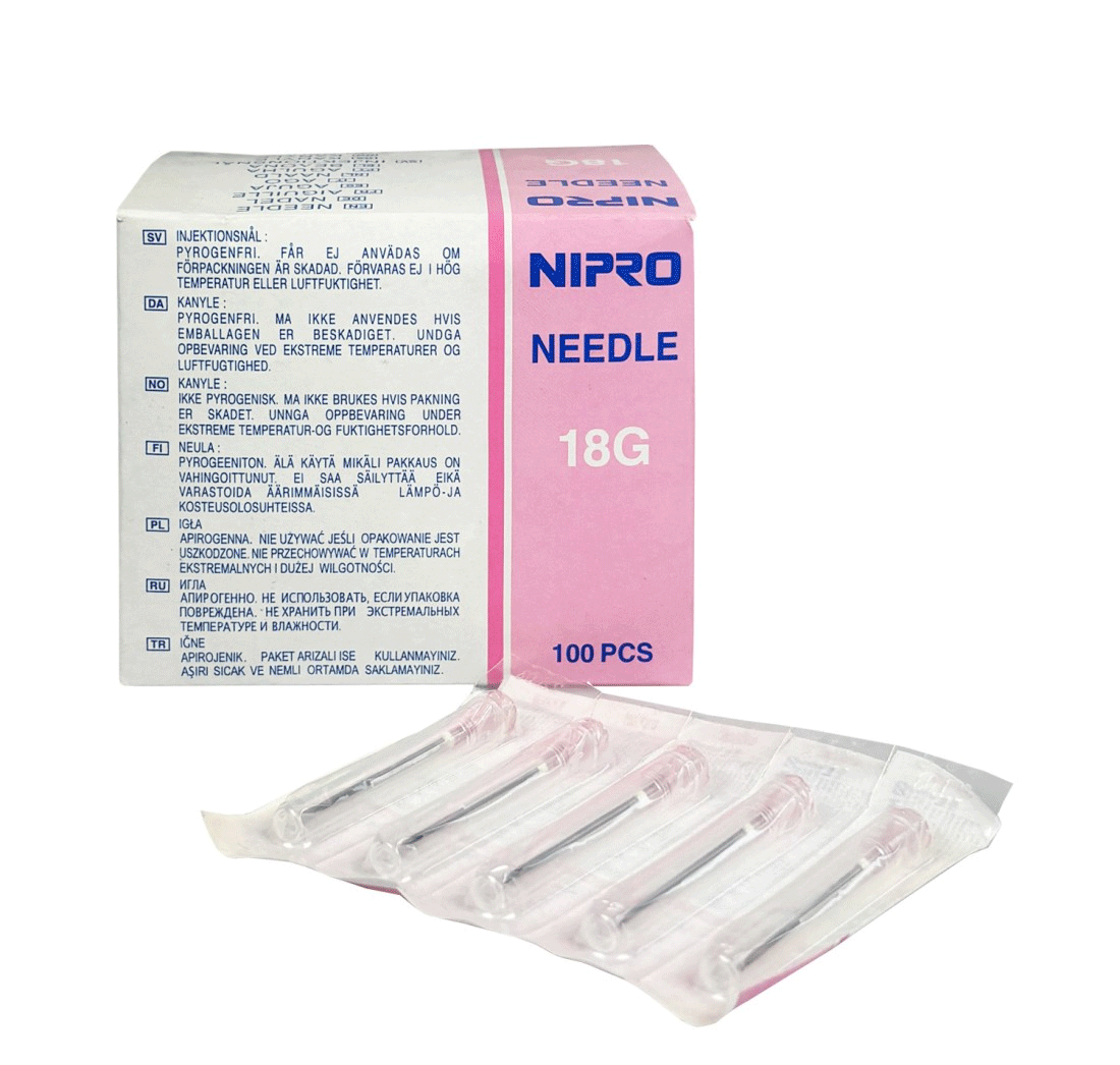 Agujas NIPRO de 1,2*38 mm. 18G 1 1/2