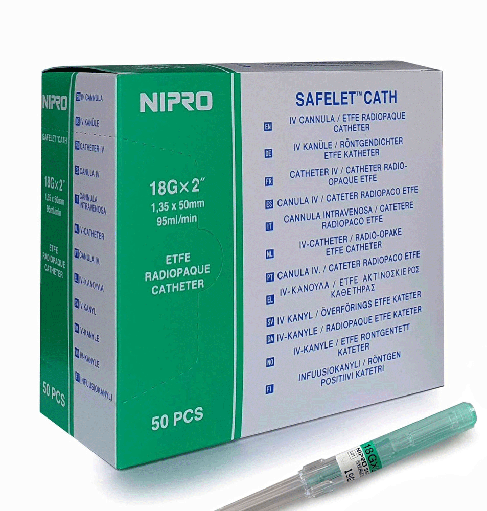 Cateter Intravenoso NIPRO 18G 1 1/4. 50 uds