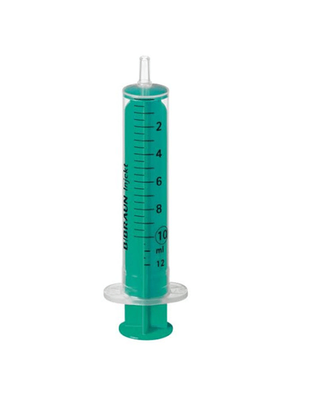 Jeringa BRAUN dos cuerpos 10 cc. Cono excéntrico