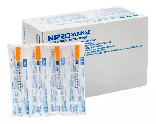 Jeringa NIPRO insulina 0.5 cc. c/aguja 29G * 13mm.