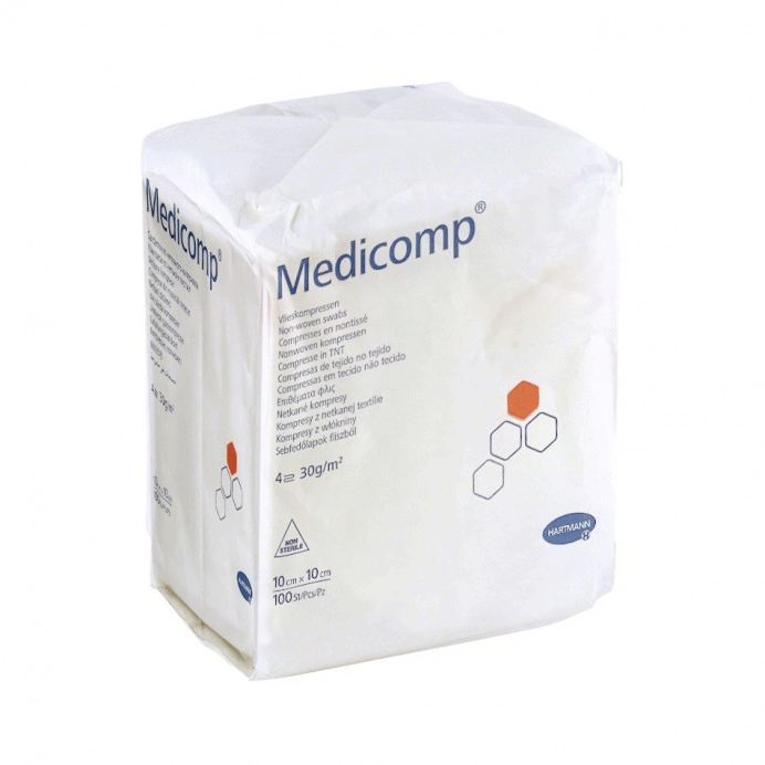 Tejido no tejido "Medicomp" 10 cm* 10  cm. No estéril 100 uds