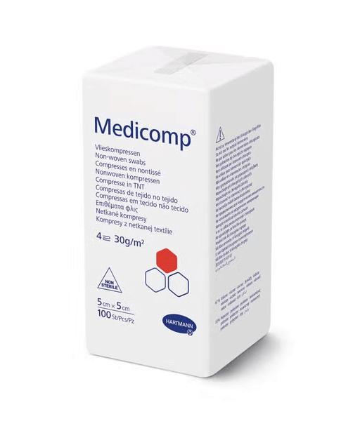 Medicomp 5 cm * 5 cm.  Apósito no estéril 100 uds.