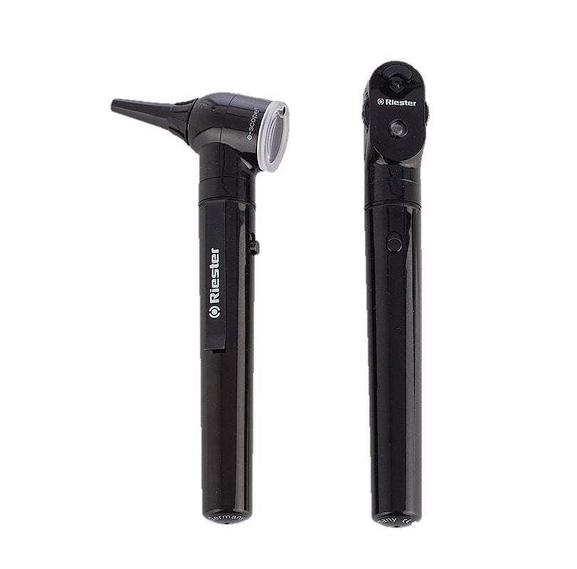 Oto-Oftalmoscopio e-Scope 2,7 V (Riester). Negro, con bolsa