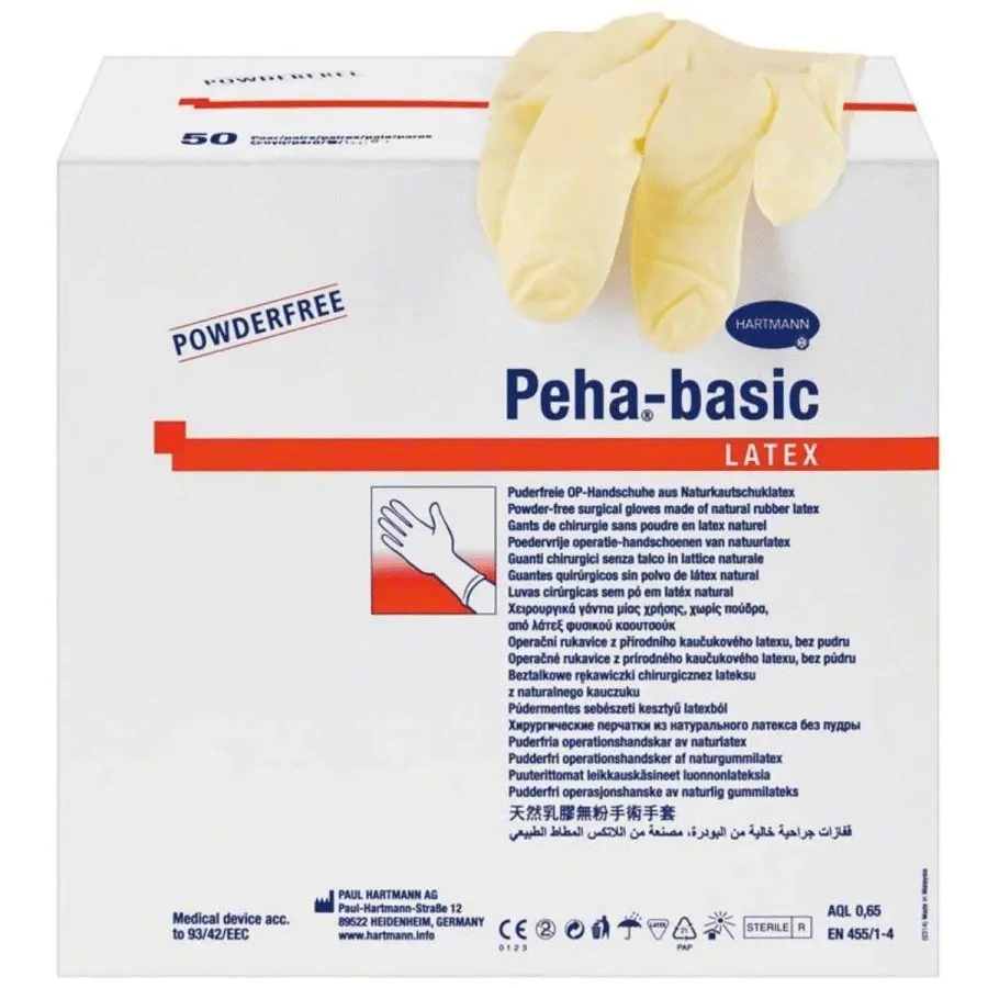 Guante cirugía hipoalérgico látex sin polvo estéril talla 7 1/2 (50 pares)