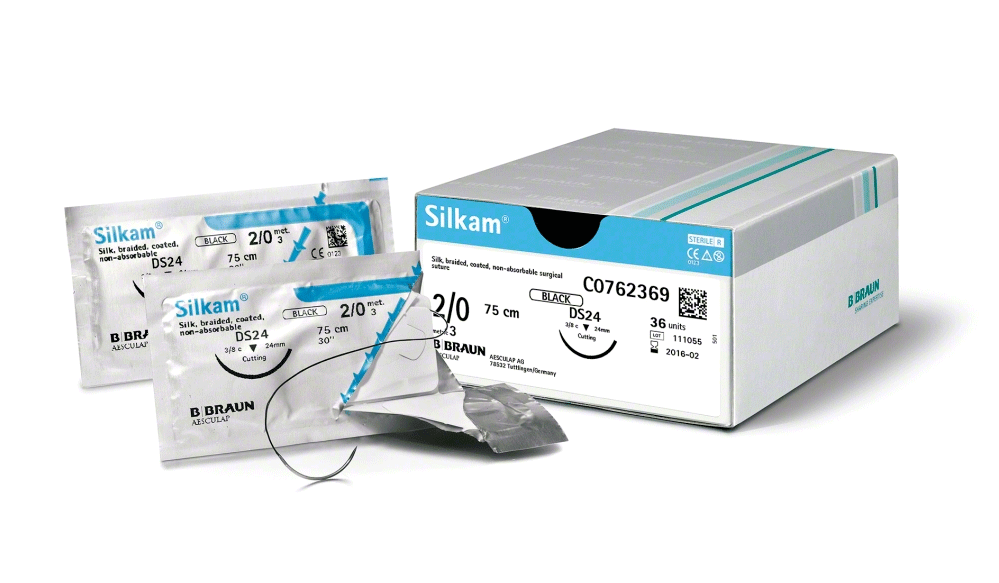 Seda Silkam 2/0 DS 19. Paquete 12 uds.
