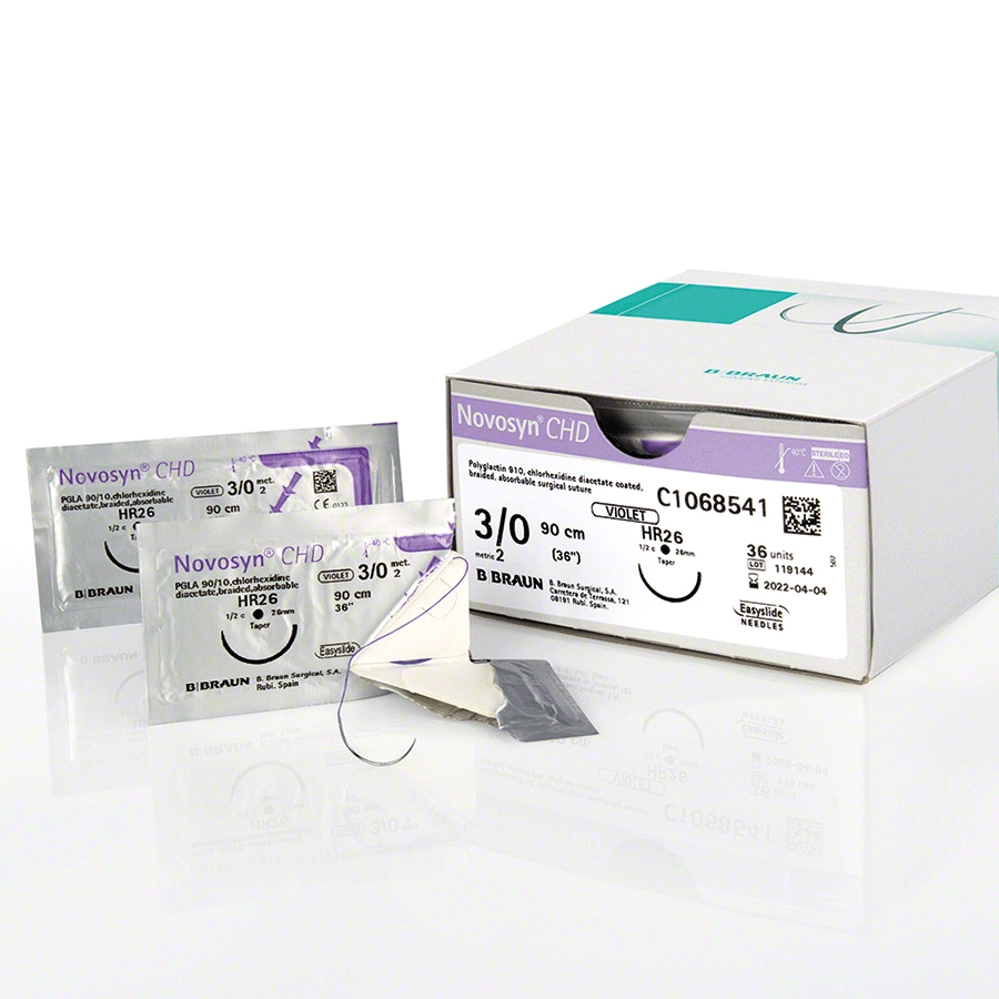 Novosyn Violet 4/0 DS 19. Paquete 12 uds.