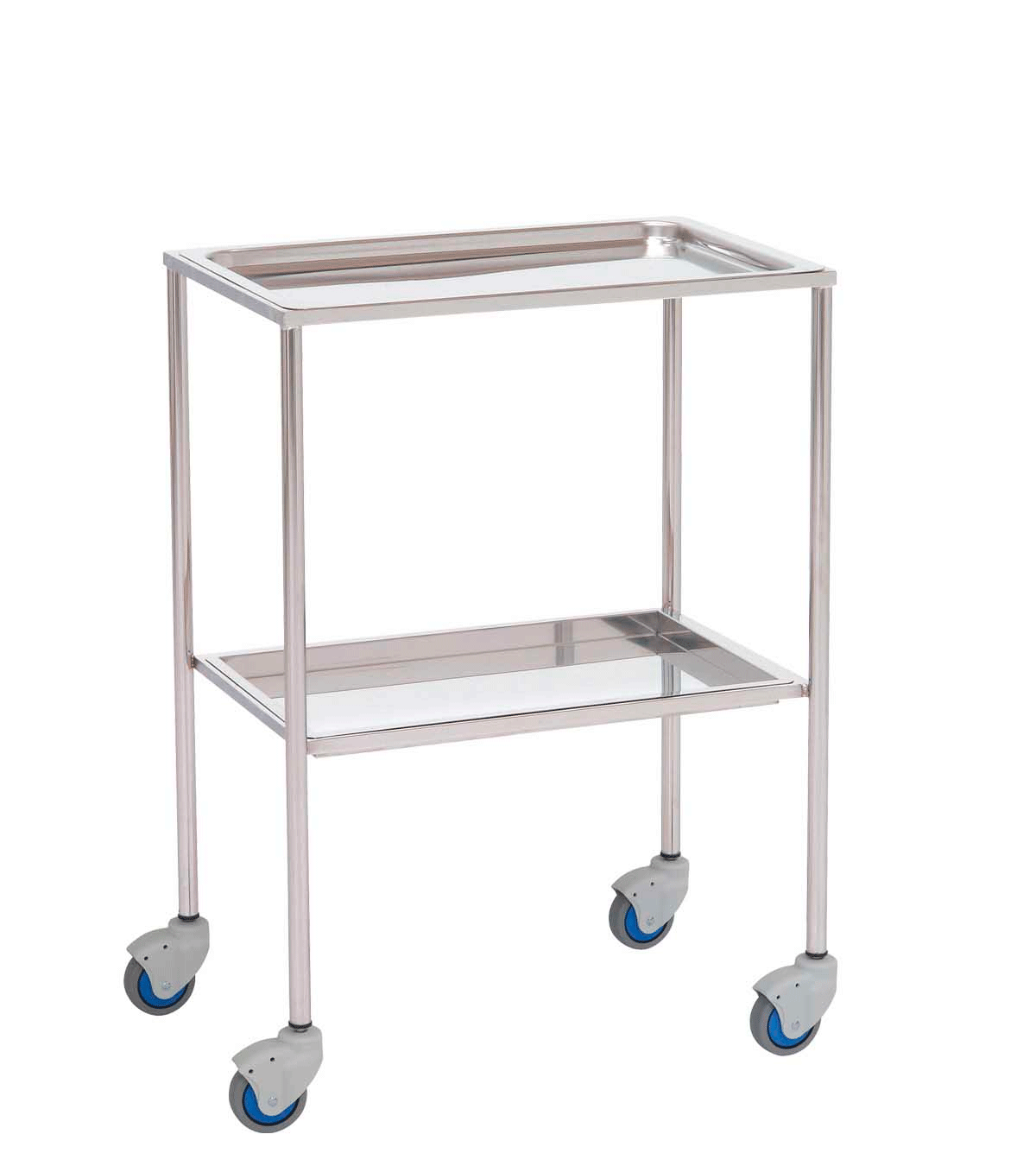 Mesa auxiliar, acero inoxidable, 2 bandejas.