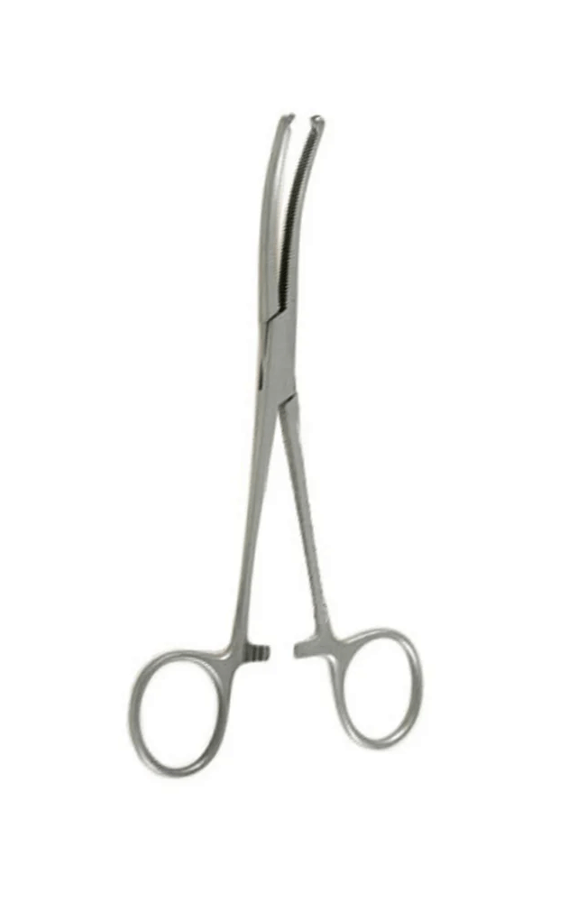 Pinza Kocher (Rochester Ochsner) 16 cm. Curva con dientes. Superior