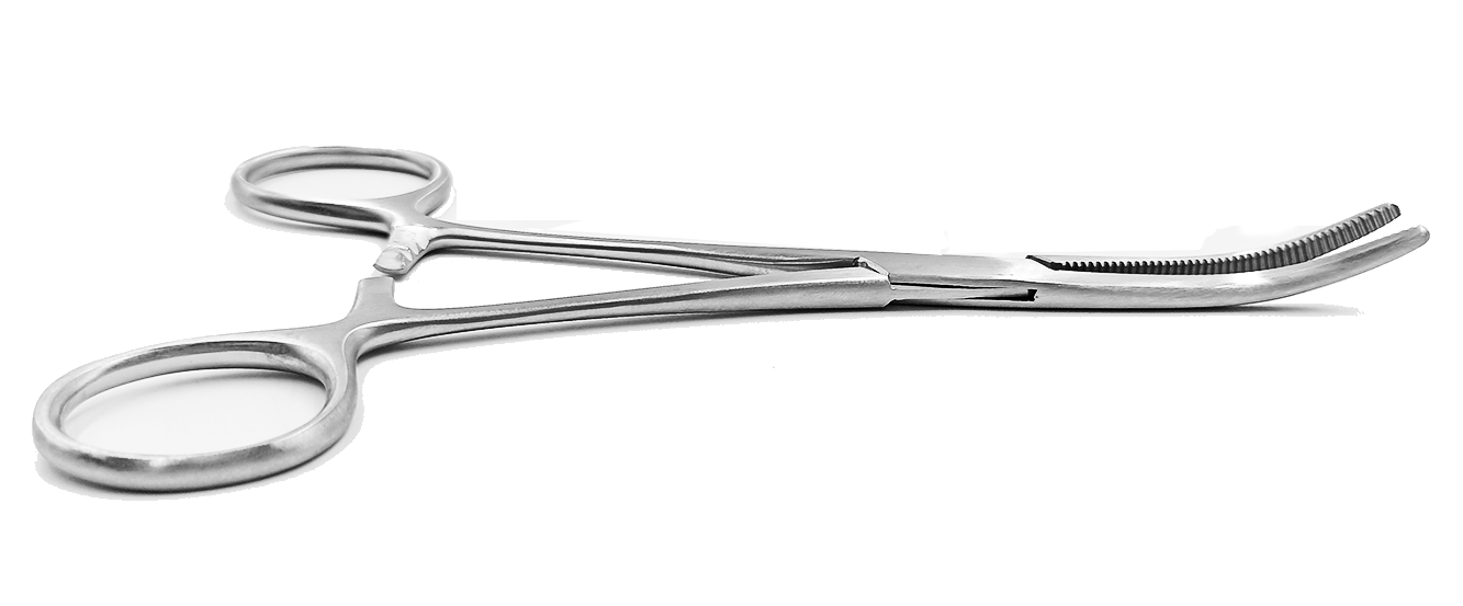 Pinza Rochester Pean 14 cm. Curva sin dientes.  Superior