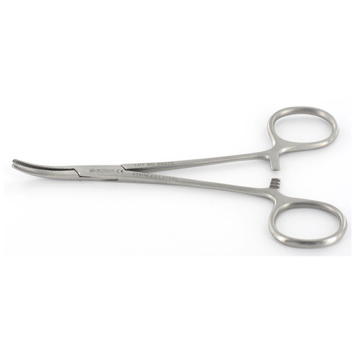 Pinza Mosquito 12 cm. Curva sin dientes. Superior
