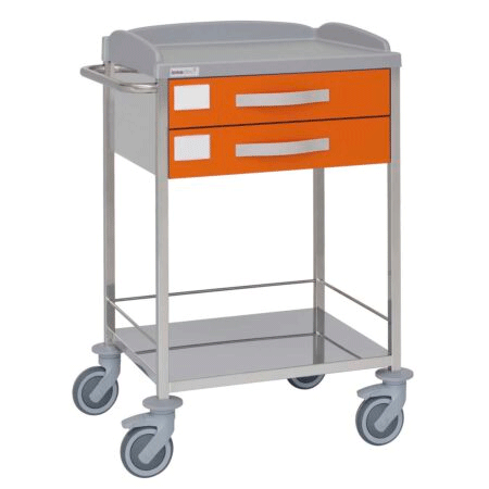 Carro hospitalario. Acero inoxidable. 2 cajones