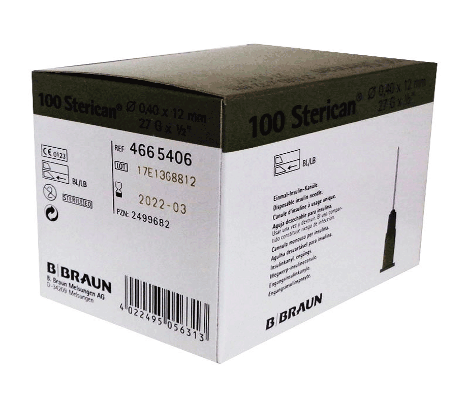 Agujas de 0,4 * 12 mm. 27 G 1/2