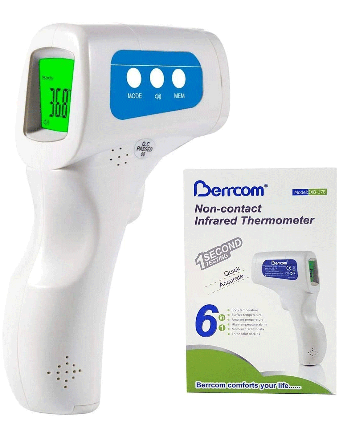 [3187] Termómetro SIN contacto Berrcom (Pilas no incluídas)