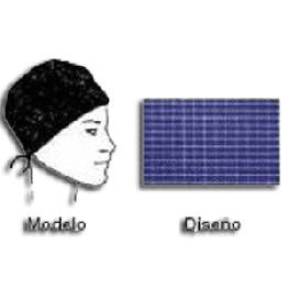 [2418] Gorro Algodón con cintas. Modelo: Cuadros azules