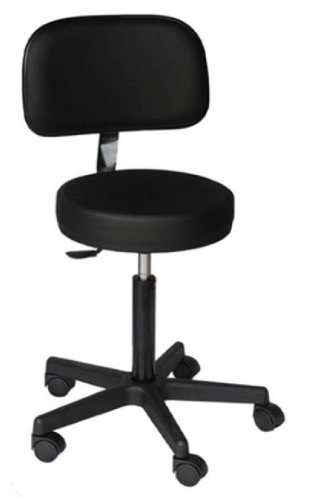 Taburete (gas) con 5 ruedas con respaldo.