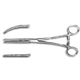 [1710] Pinza Kocher (Rochester Ochsner) 14 cm. Recta con dientes. Estándar