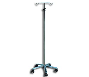 [0681] Soporte de sueros, cromado, base PVC gris, 5 ruedas